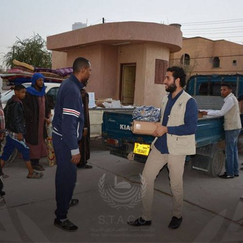 distributing humanitarian aid